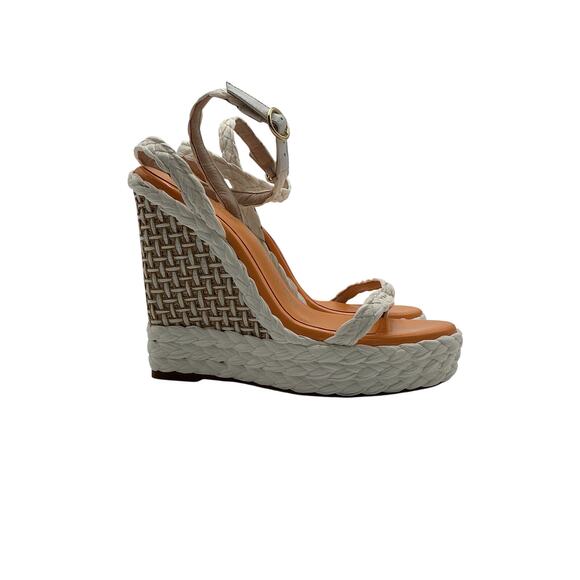 Sophia Webster 'Miranda' White Textile 140mm Wedge Sandals Size 7 - Picture 2 of 6